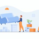 Image of people moving furniture and boxes.