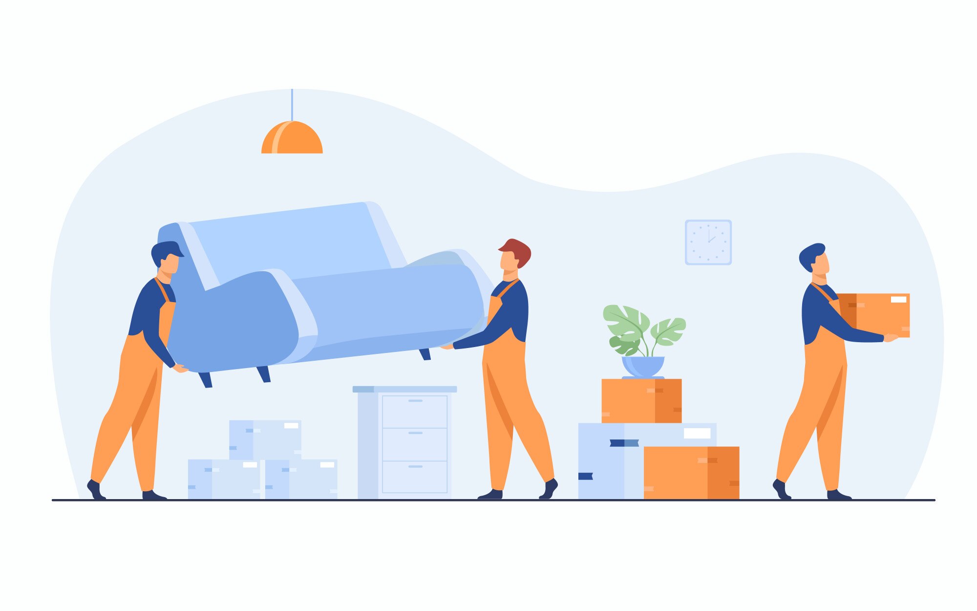 Image of people moving furniture and boxes.